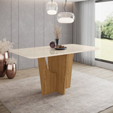 Mesa De Jantar 160x90cm Tampo Vidro/mdf Canto Arredondado