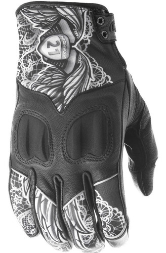 Guantes Moto Highway 21 Mujer Vixen  Negro/blanco Lace LG