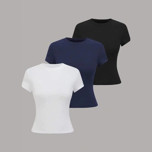 @ Camisetas Informales De Corte Ajustado De 3 Piezas\