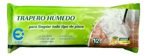 Eclean Traperos Humedos 12 Unidades - Aroma Limón