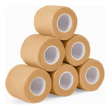 Vendaje Deportivo Autoadhesivo 6 Roll, Vendaje Cohesivo Elástico No Tejido, Cinta Cohesiva Para Los Dedos Para Estiramiento Atlético, Deportes, Muñeca, Tobillo, Mascota 5cm X 4.5m Marrón Claro