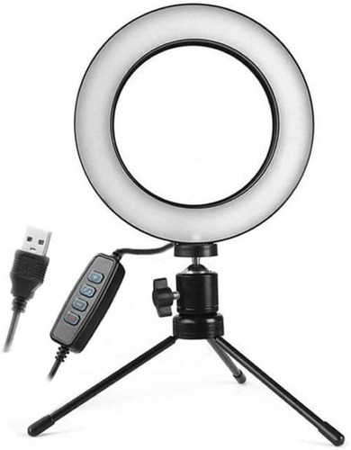 Ring Light De Mesa Iluminador De Led Tripé 6 Polegadas 16cm