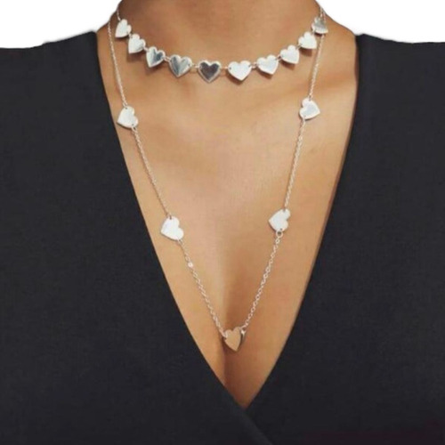 Max Colar Feminino Choker De Coração Prata 925