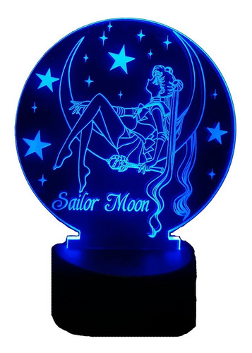 Lámpara Ilusión 3d  Sailor Moon + Control Remoto