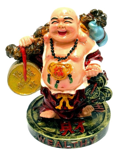 Buda Prosperidade Deus Riqueza Hindu Tibetano 14cm Estátua
