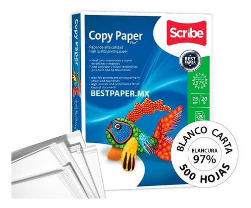 Papel Copy Paper Blanco Carta - 1 Paquete Con 500 Hojas