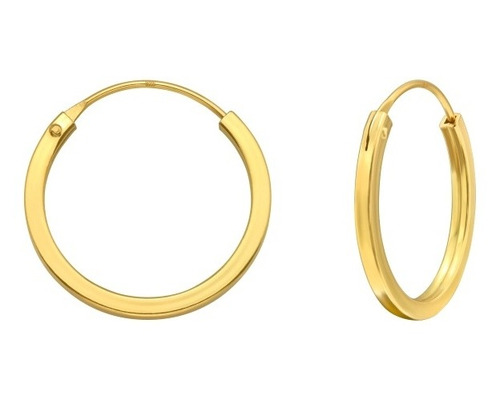 Argollas Lisas Doradas 16 Mm Plata 925 Hombre Mujer Gold Oro