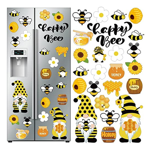 ~? 25 Pcs Bee Decor Imanes De Refrigerador Abeja Feliz Gnomo