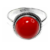 Anillo Coral #14 Plata Fina 925