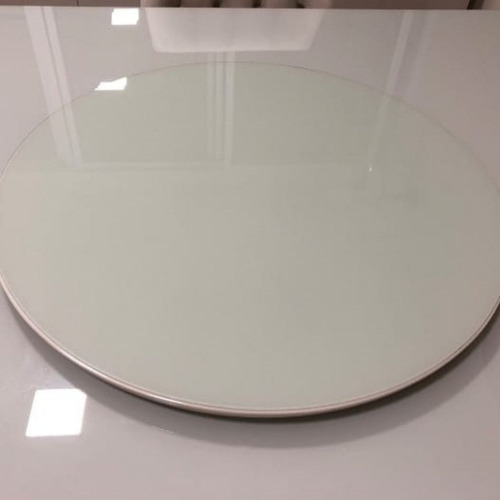 Bandeja Giratória Decorativo Offwhite 60cm Com Vidro Cor Offwhite Com Vidro Fixo Centro De Mesa Giratorio