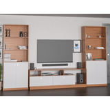 Mesa Rack Tv + 2 Bibliotecas Living Modular Moderno