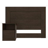 Respaldo De Cama 2 Plazas Set 1 Velador Niño Café Oscuro Rod