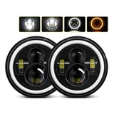 * Par Faros Led 7 Redondos Ojo Ángel Wrangler Jeep Vocho