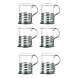 Pack X 6 Taza Jarrito Pocillo De Cafe, Té. Vidrio/ac/inox