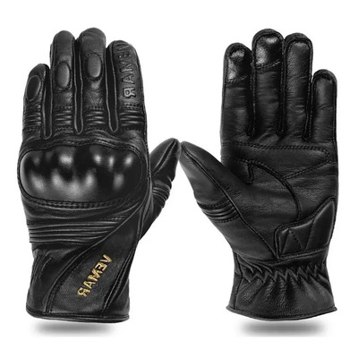 Guantes Moto De Piel Impermeables Térmicos Touch Retro Talla M Negro