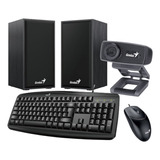 Teclado Mouse Parlantes Y Camara Webcam Kit Para Pc Genius