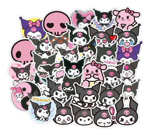 Kuromi Kwaii Stickers 50 Calcomanias De Pvc Vs Agua