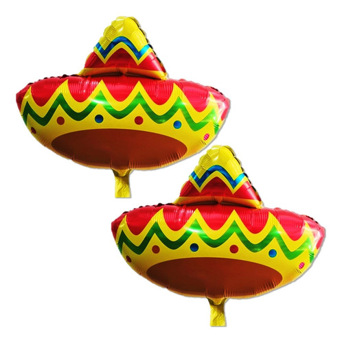 Globo Sombrero Mexicano Fiesta Mexicana Metalizado X2 Piezas