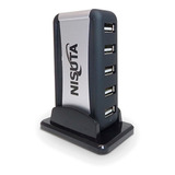 Hub Multi Usb De 7 Puertos Nisuta Adaptador Con Alimentacion