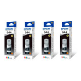 Pack 4 Botellas Tinta Negro Ep Son T544 Original L3110 L3150