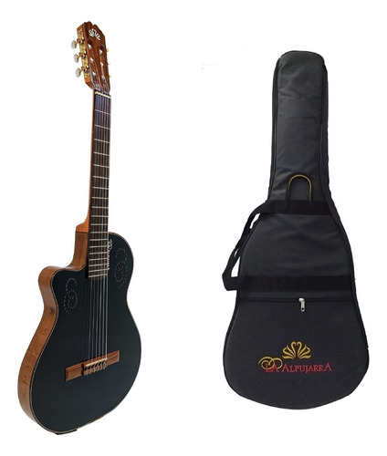 Guitarra P Zurdo Alpujarra 300 Negra Fishman Funda Original