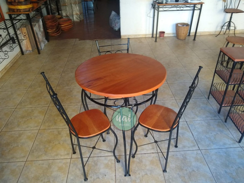 Mesa Com 4 Cadeiras Para Fazenda Restaurante Ferro Madeira 