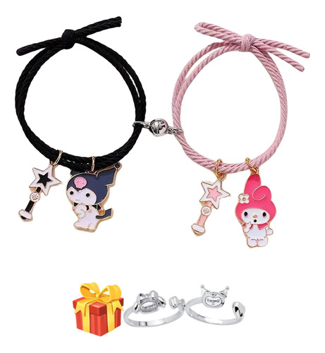 Pulseras Imán Melody+kuromi Magnéticas Para Parejas Y Amigos