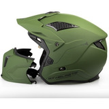 Casco Moto Mt Helmets Street Fighter Desmontable Verde Mate 