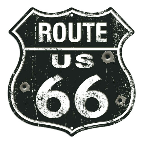 Cartel De Chapa Decorativo Escudo Route 66 Apto Exterior