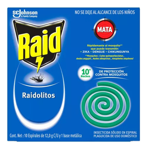 Raidolito Espiral Verde Mata Mosquito 10 Noches Caja Con 24 