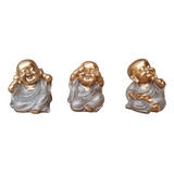 Trio Budas Sabedoria 8cm Energizar Feng Shui Decoração Zen