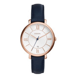 Reloj Fossil Jacqueline Es3843 Oro Rosa/azul Piel Dama