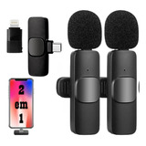 Microfone Lapela 2 Mic Em 1 Tipo C Lightning Bluetooth