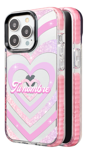 Funda Para iPhone Para Mujer Corazón Rosa Con Nombre