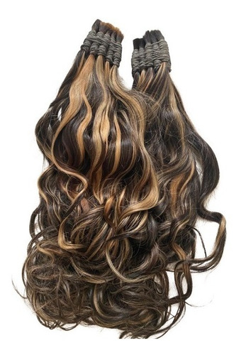 Cabelo Humano Morena Iluminada P/mega-hair 65cm/50 Gramas.