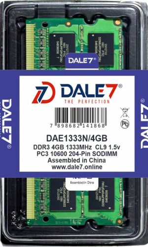 Memoria Dale7 Ddr3 4gb 1333 Mhz Notebook 16 Chips 1.5 Kit 50