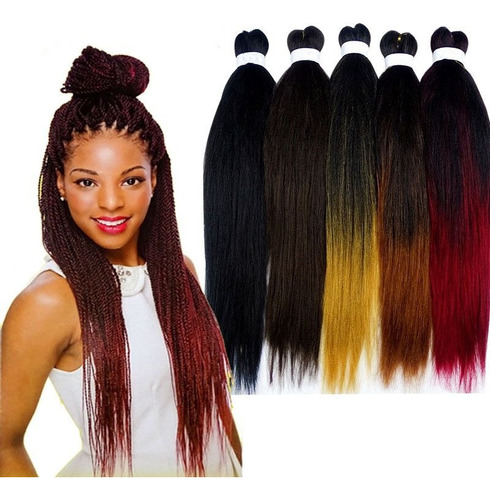 Pack X 4 Kanekalon Pelo Liso Sintético Trenzas Africanas 