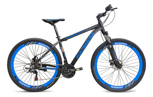 Bicicleta Roadmaster Stom Rin 29 Marco En Aluminio Cambios Shimano Tourney De 21 Velocidades Freno De Disco Suspension Con Bloqueo Al Hombro Rines Triple Pared Talla S Color Negro - Azul