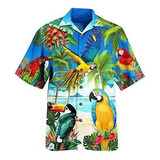 Camisa Hawaiana De Hombre Con Estampado De Loros