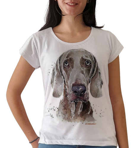 Remera Perro Weimaraner Animal Mujer Purple Chick