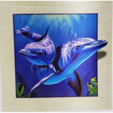 Lamina 3 D - Delfines 40x40cm Plastificada Relieve Virtual