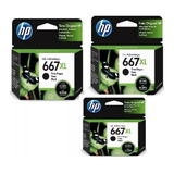 Kit 3 Cartucho Hp 667 667xl Deskjet 2776 Preto Nota Fiscal