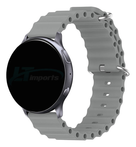 Pulseira 20mm Ondas Compativel Com Amazfit Bip, Bip 2, Bip 3 Cor Cinza