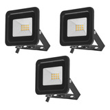 Kit 3 Reflectores Led Illux Rl-3610.n22 Luz Cálida 10 W Color De La Carcasa Negro Color De La Luz Luz Cálida (2 200 K)