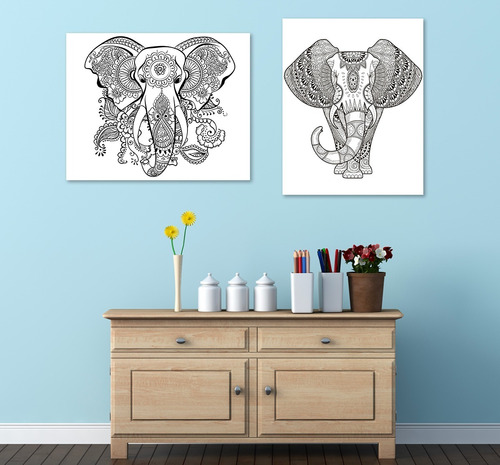 Mandalas Elefantes Para Pintar Canvas Cuadro Decorativo