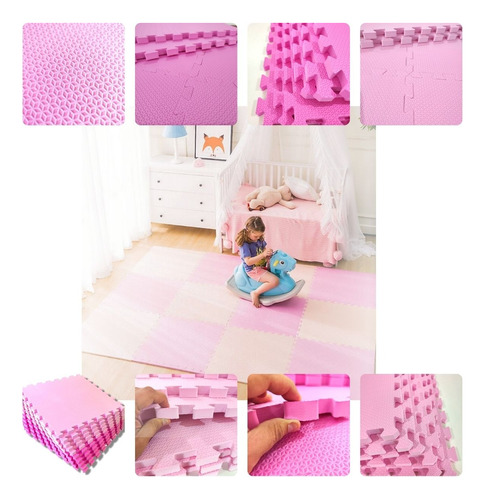 Kit 8 Placas Eva Infantil 50x50x2cm Menina Yoga Quarto 2m²