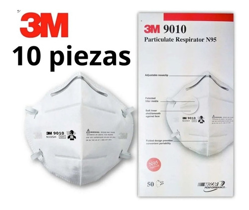Cubrebocas Mascarilla Respirador 3m N95 Mod. 9010 10 Piezas