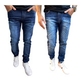 Kit 2 Calças Jeans Lycra Elastano Masculina Skinny Plus Size