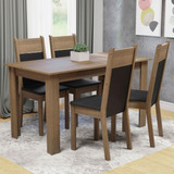 Sala Jantar Madesa Cali Mesa Tampo Madeira 4 Cadeiras Rpsp Cor Rustic/preto/sint Preto Mdja0400027kpt