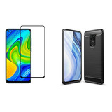 Funda Carbono + Templado Compatibles Con Xiaomi Redmi Note 9